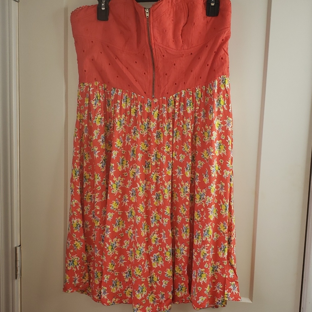Xhilaration Floral Orange/Red  Strapless Dress XL